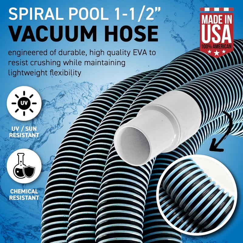 Sealproof Swimming Pool Vacuum Hose 1-1/2" x 50-Ft, Swivel Cuff Kinkproof Design, Made in USA, Connects to Vacuum Head, Skimmer, Filter Pump for Cleaning In Ground and Above Ground Pools - Image 2